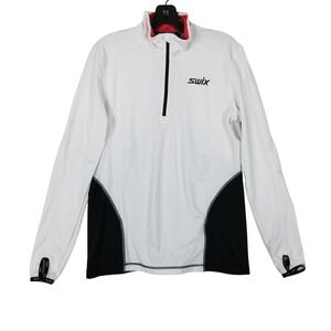 Swix 1/4 Zip Pullover Women Large White Black Colorblock Nordic Ski Base Layer